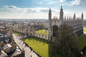 Hight bird eye picture of University of Cambridge 