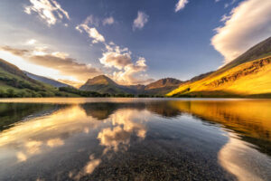 Stunning view of Lake District on a beautiful sunny day