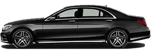 Mercedes S class in black Heathrow Airport