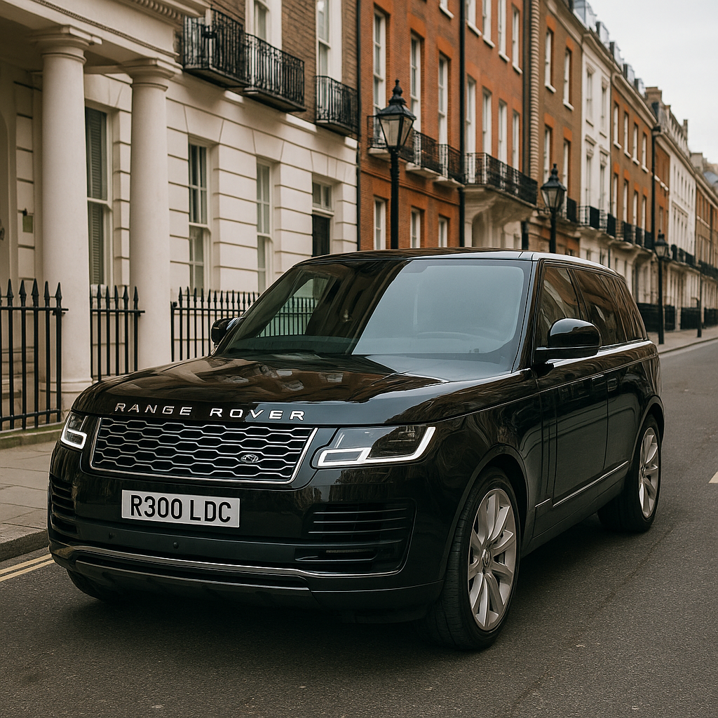 Black Range Rover luxury chauffeur car with R300 LDC reg in London