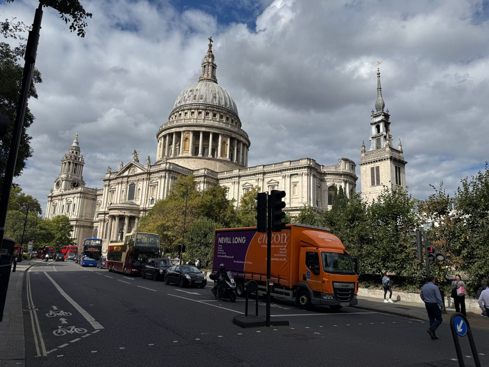 Luxury Mercedes S-Class with professional chauffeur parked near St Pauls Cathedral, London