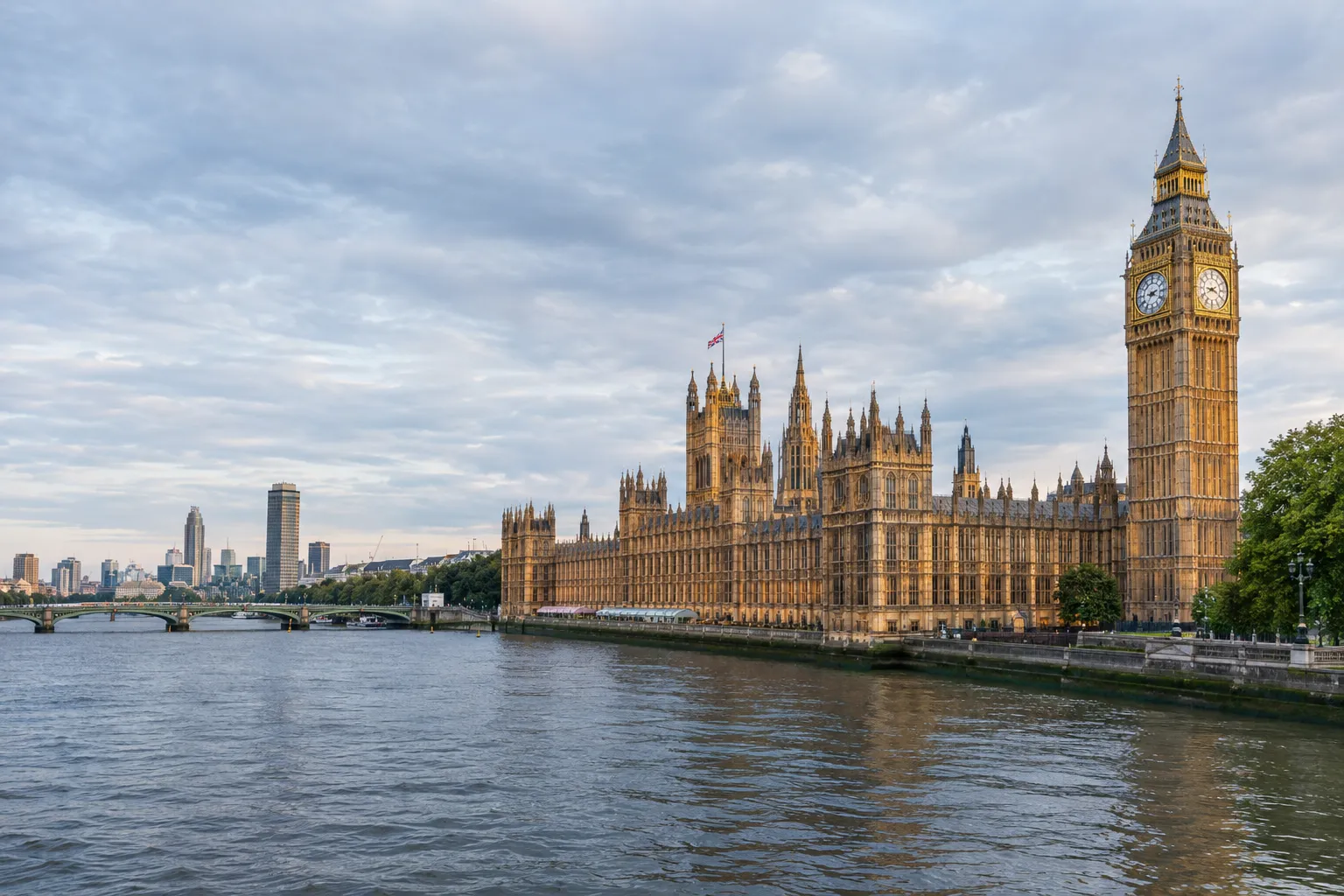 The Palace of Westminster beside the River Thames in central London