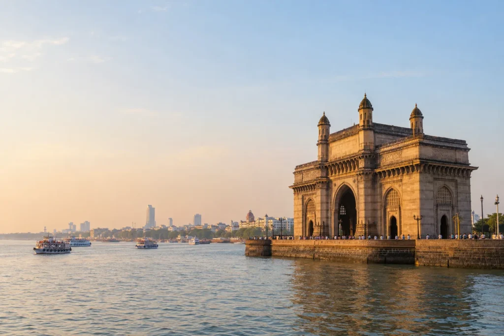 The Gateway of India on Mumbai’s waterfront in soft morning light