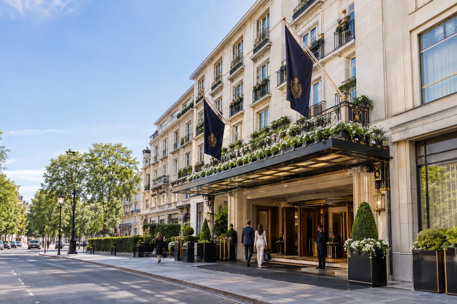 The Dorchester hotel, Mayfair, London - Art Deco façade on Park Lane