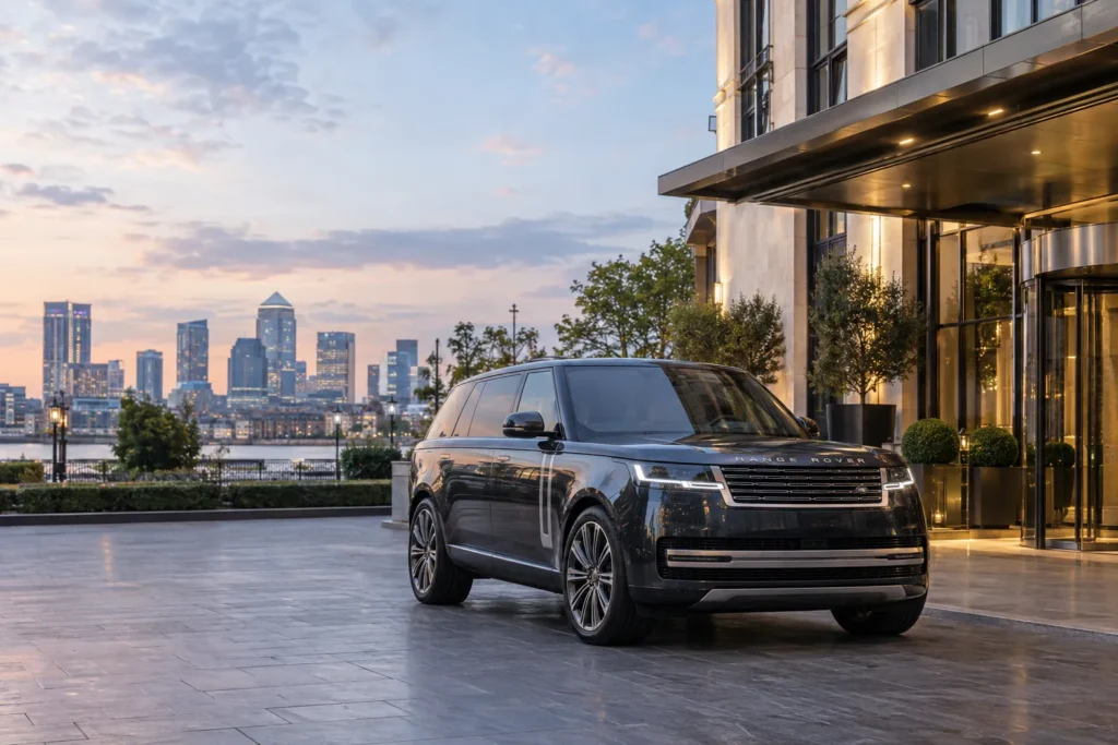 2026 Range Rover Autobiography in front of a London luxury hotel
